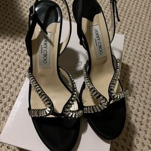 Jimmy Choo Rhinestone Satin Evening Sandal